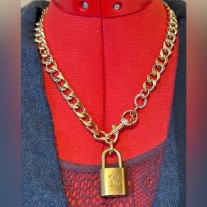 Authentic Louis Vuitton Brass Lock on 18" Elizabeth and James Chunky Gold Chain